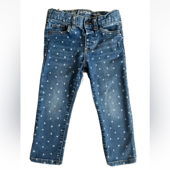 Cat & Jack Bottoms Cat Jack 3t Jeans Super Stretch Skinny Hearts